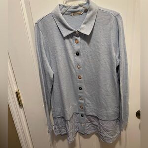 Soft surroundings Light Blue Button-Up tunic M
